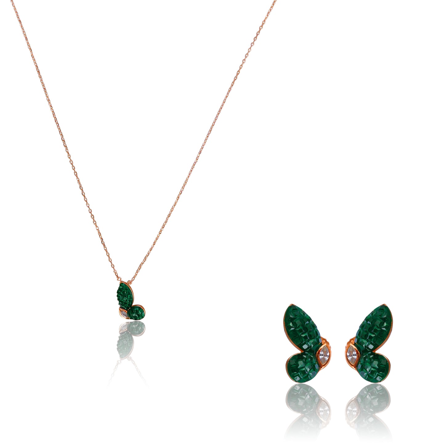 Emerald Butterfly Chain Set