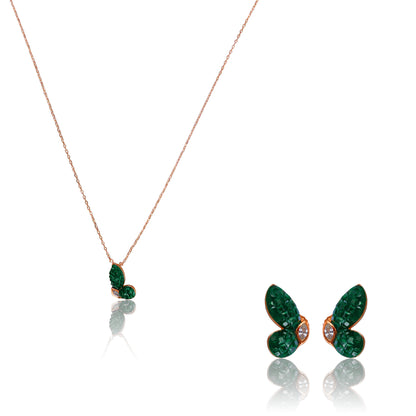 Emerald Butterfly Chain Set
