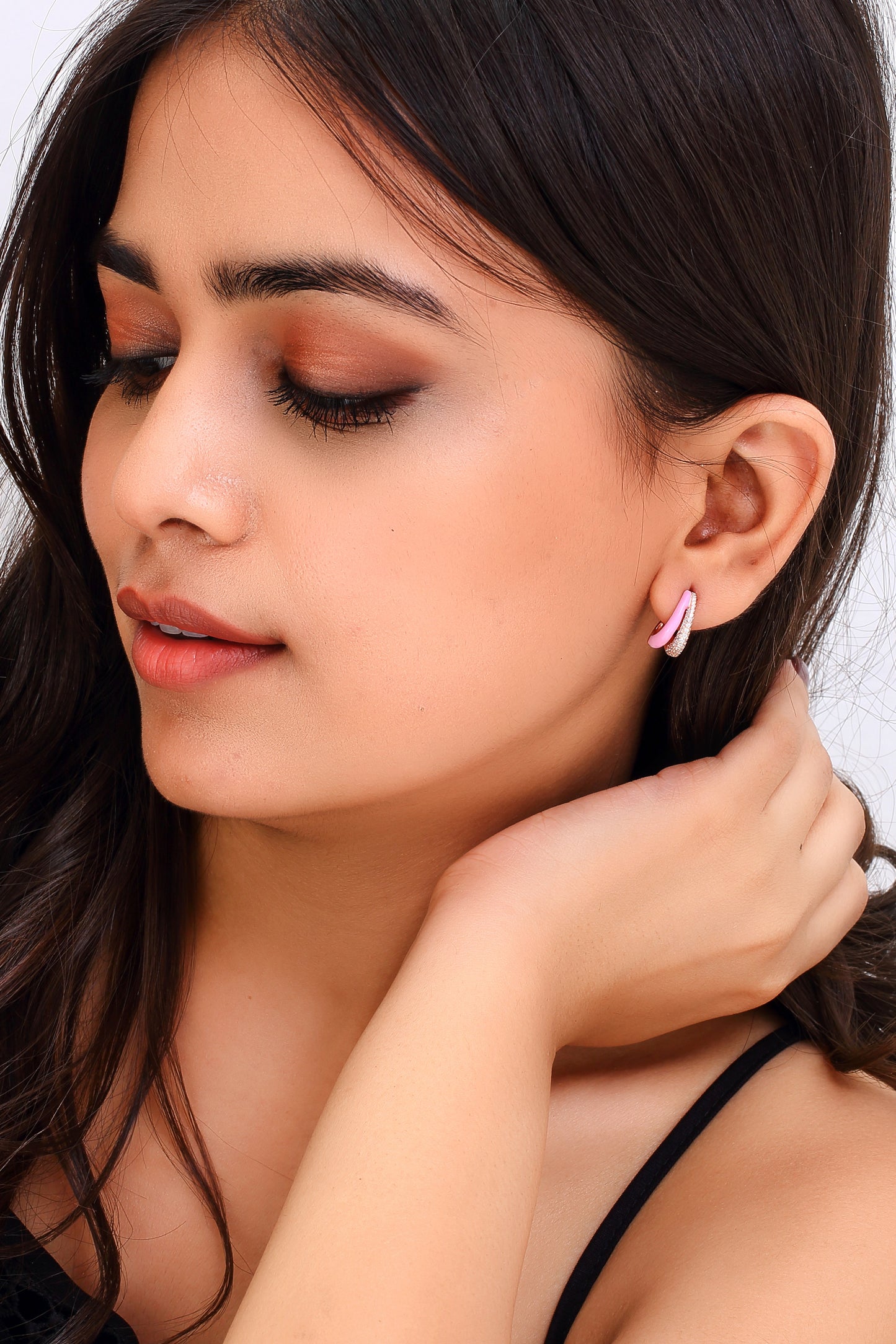 Pink Crescent Earrings