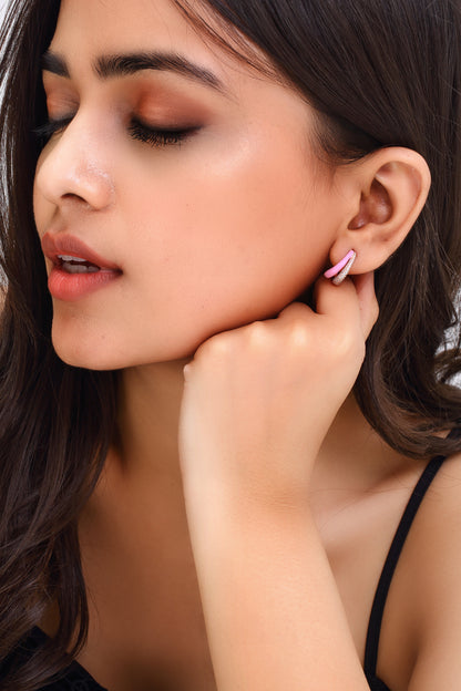 Pink Crescent Earrings