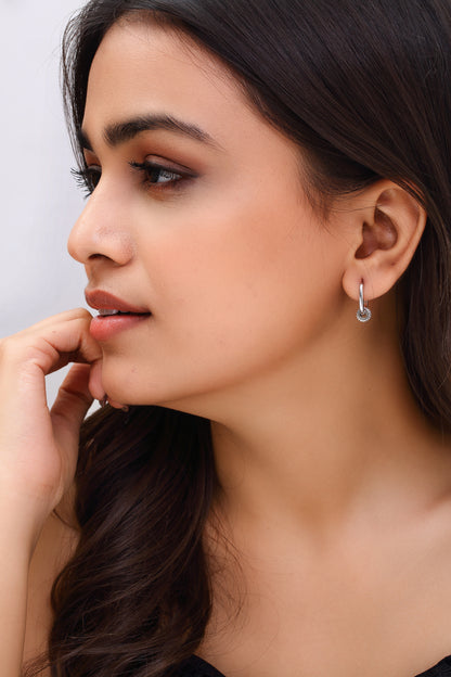 Silver Hoops with Sparkling Wheel Charm