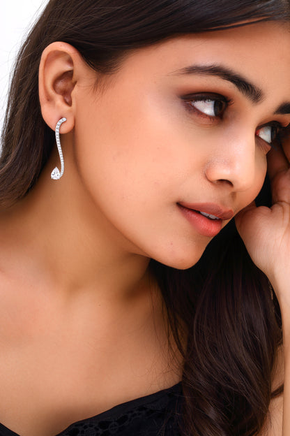 Swan Curve Teardrop Earrings