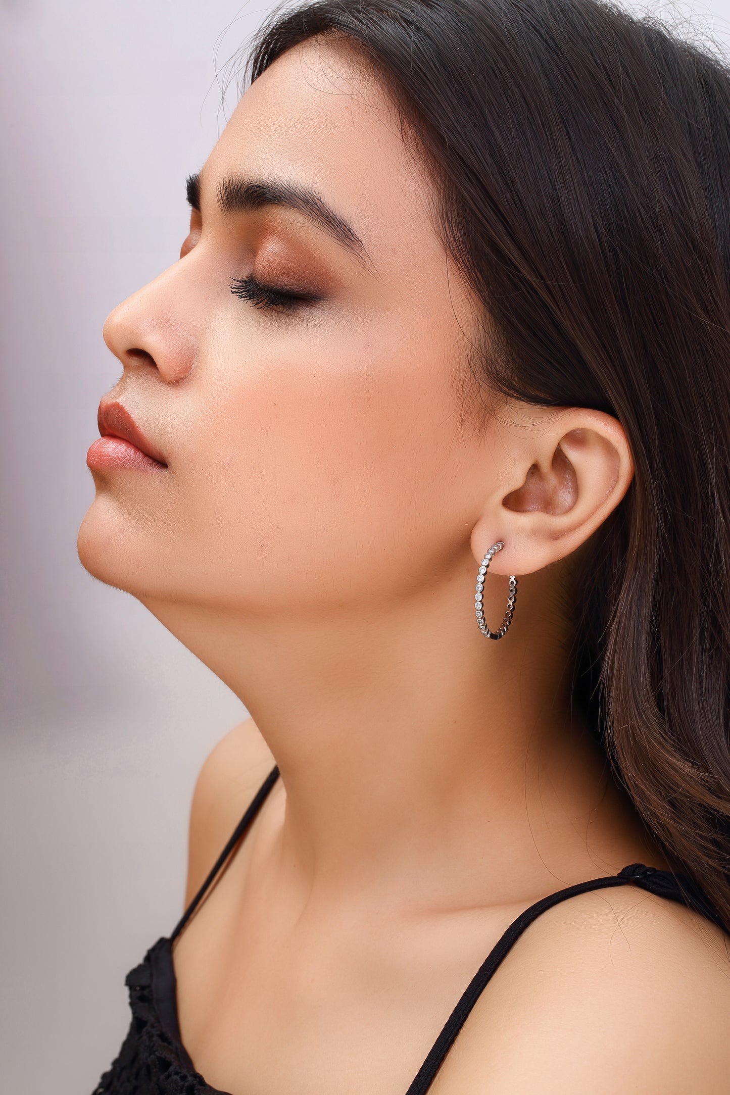 Silver Bezel-Set Hoop Earrings