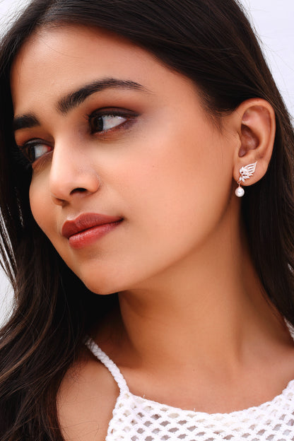 Silver Radiance Pearl Drop Earrings