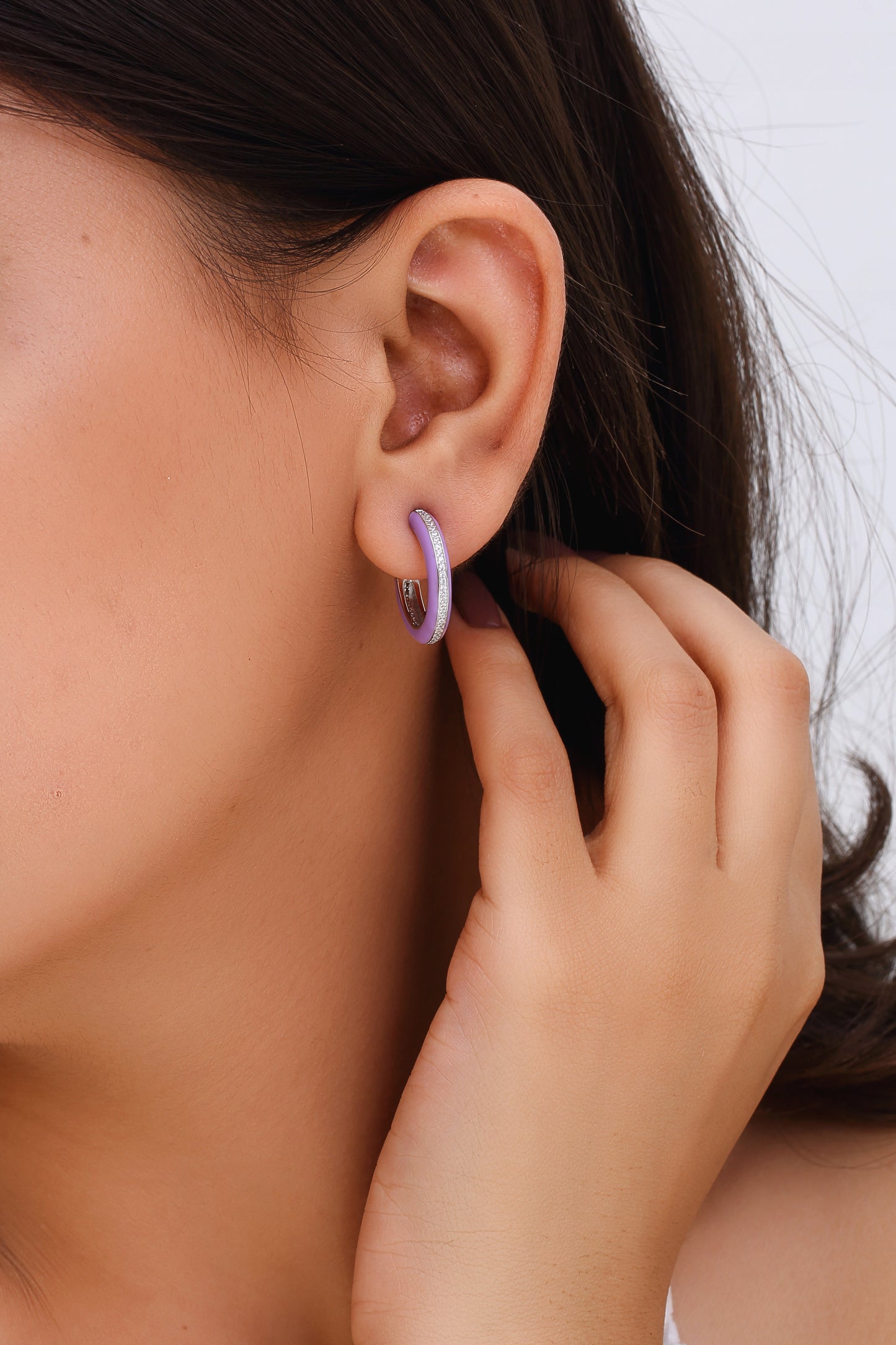 Lilac Sparkle Hoop Earrings