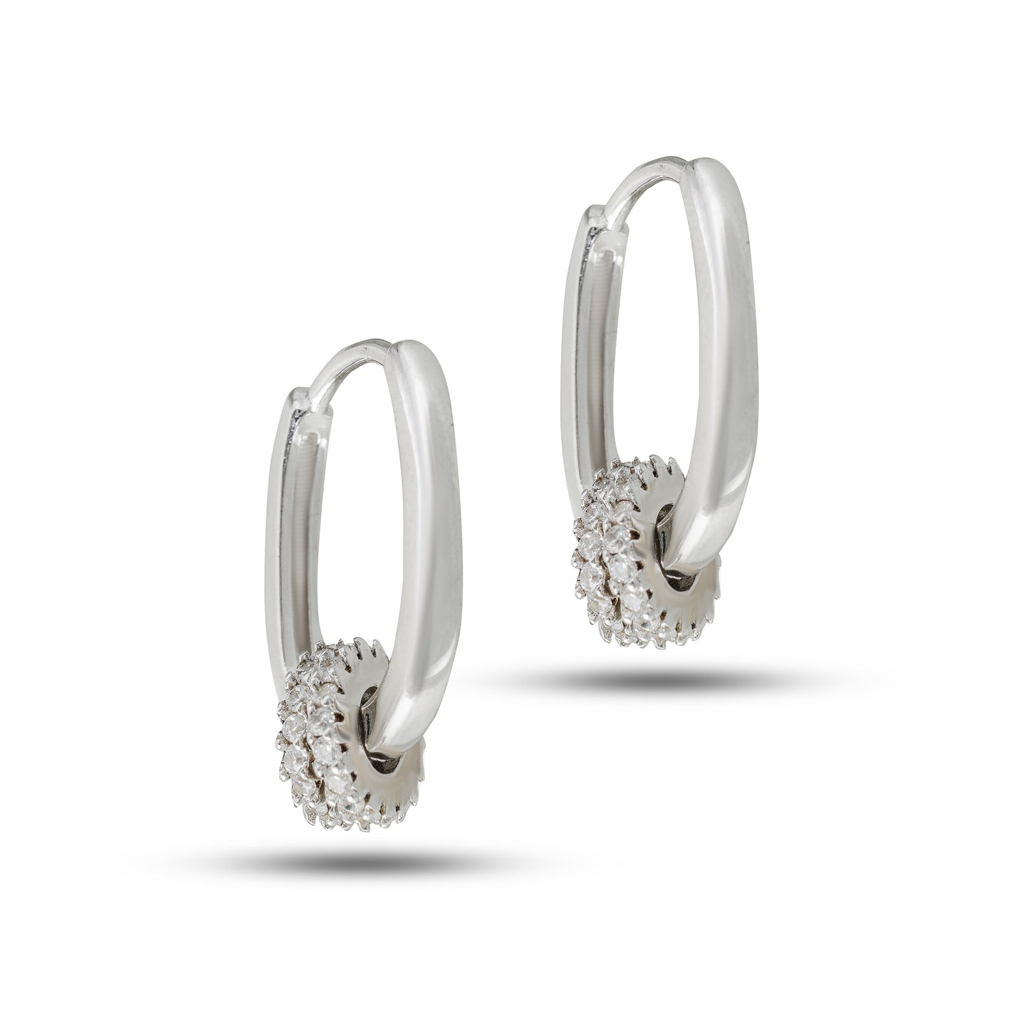 Silver Hoops with Sparkling Wheel Charm