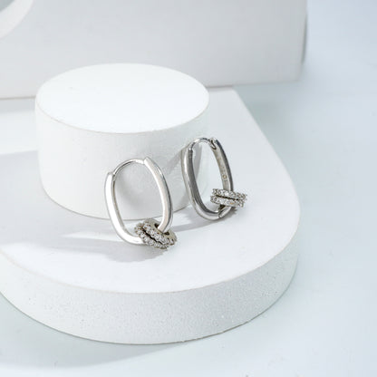 Silver Hoops with Sparkling Wheel Charm