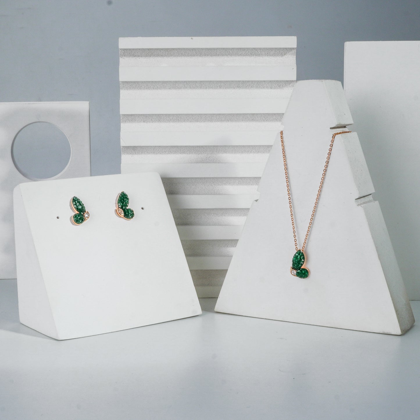 Emerald Butterfly Chain Set