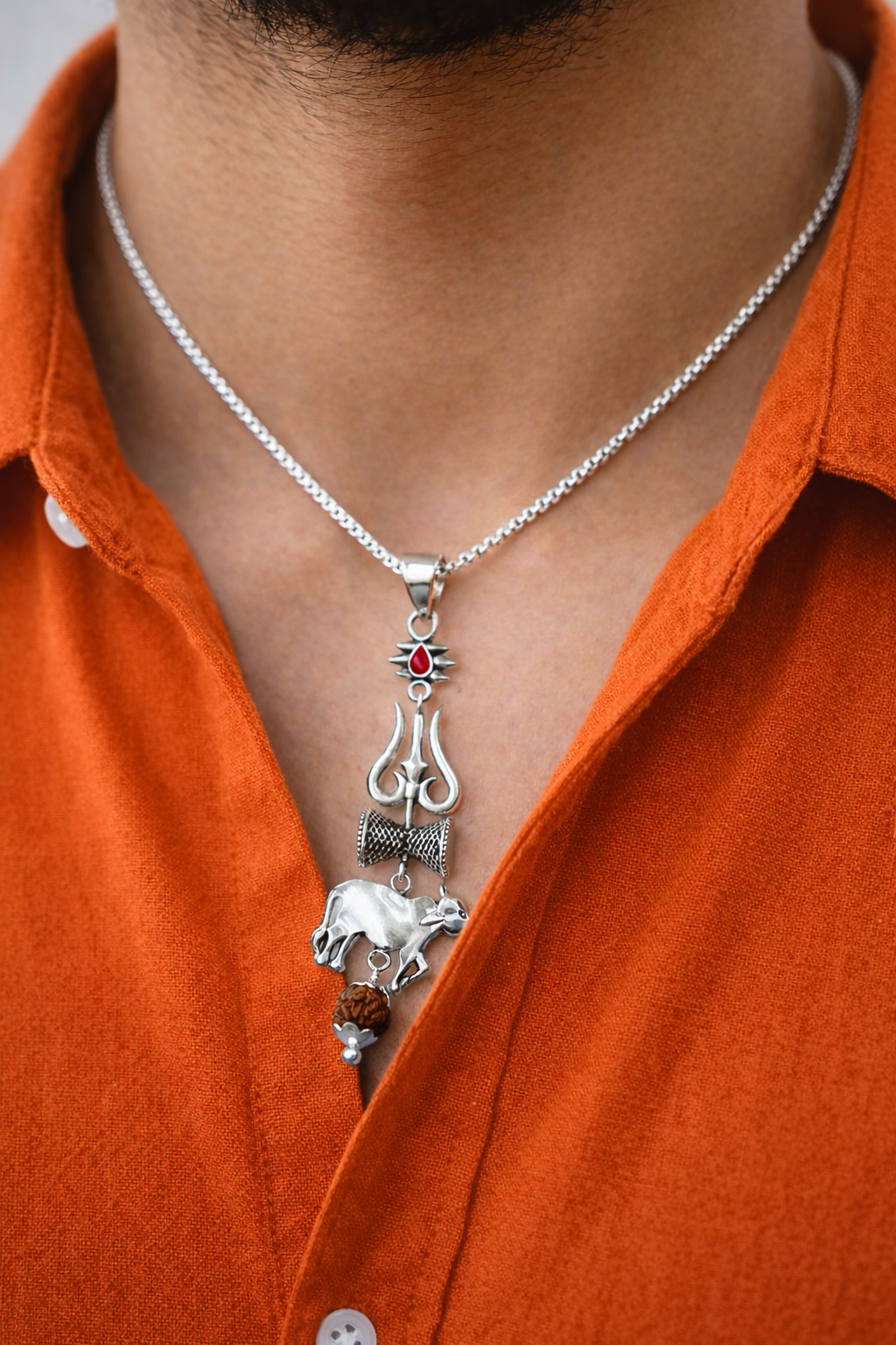 Shiv Trishul Nandi Pendant